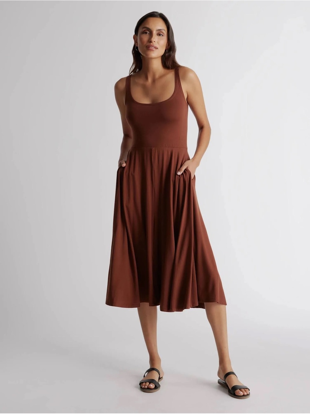 Quince Tencel Jersey Fit & Flare Dress